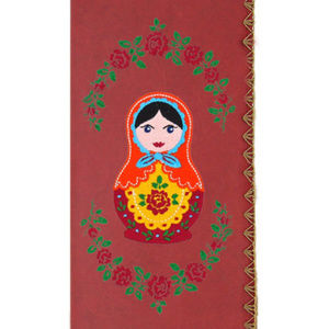 Matryoshka Doll embroidered vegan large wallet
